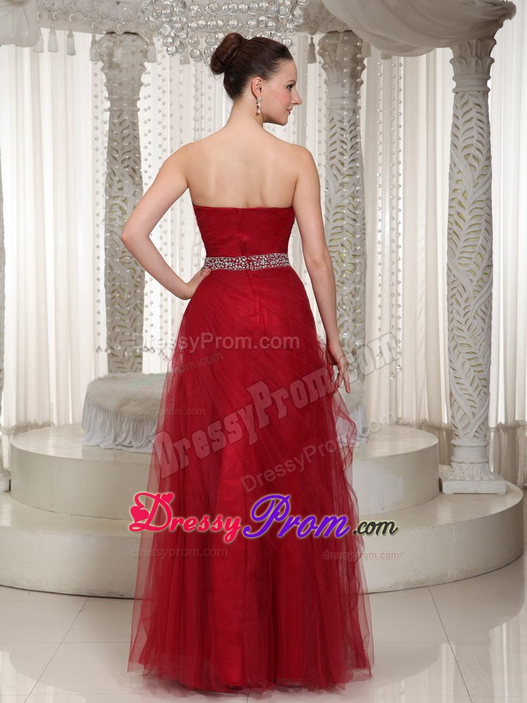 Red Beading Floor-length Sweetheart Prom Homecoming Dress For Wear