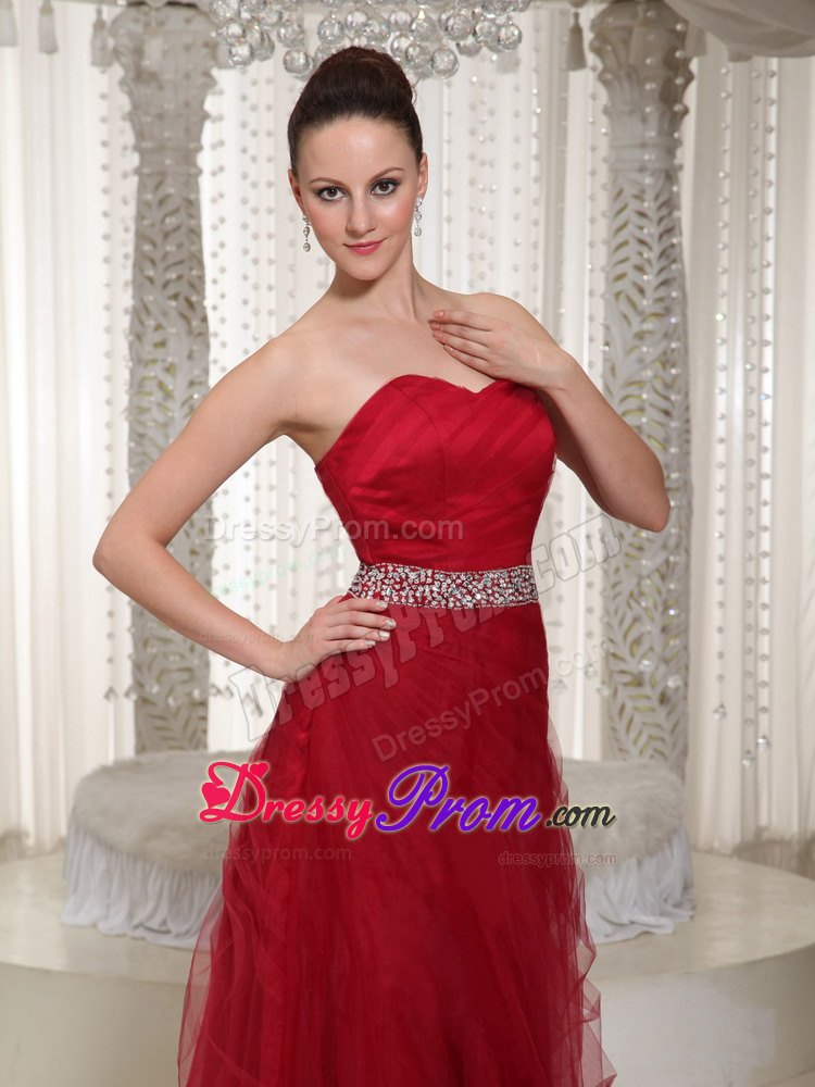 Red Beading Floor-length Sweetheart Prom Homecoming Dress For Wear