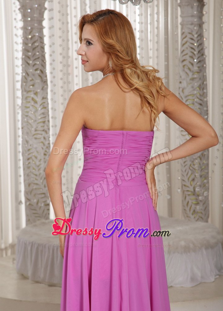 Sweetheart High-low Prom Dress With Appliques and Ruche in Lavender