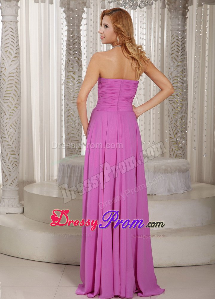 Sweetheart High-low Prom Dress With Appliques and Ruche in Lavender