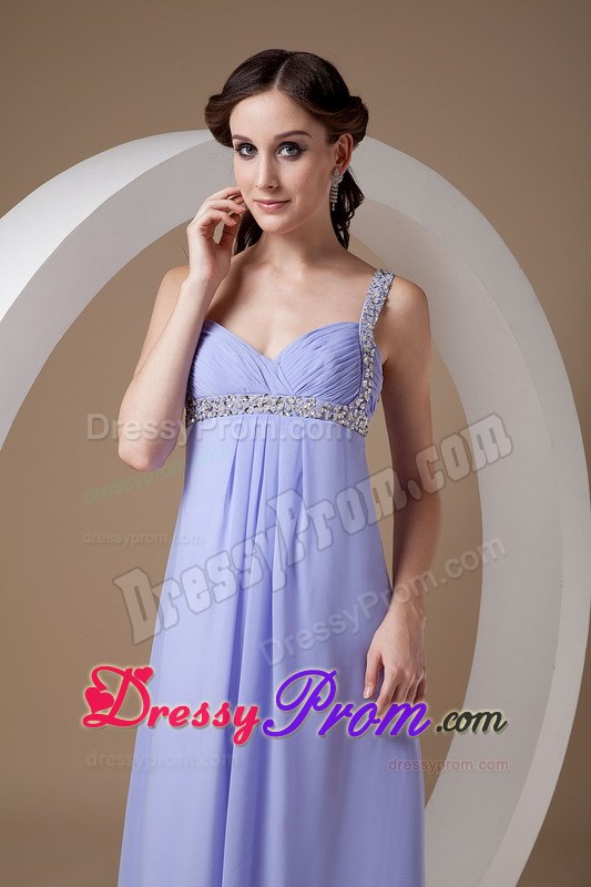 Empire Straps Beaded Floor-length Lilac Lady Of The Evening Dresses