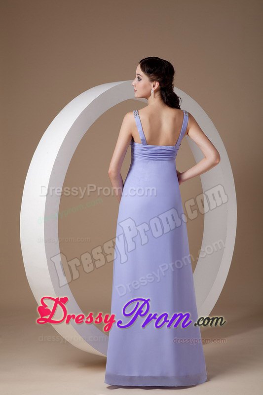 Empire Straps Beaded Floor-length Lilac Lady Of The Evening Dresses