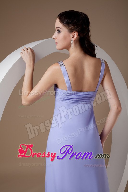 Empire Straps Beaded Floor-length Lilac Lady Of The Evening Dresses