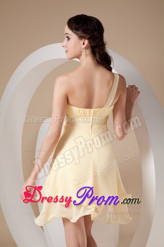 Sweet Light Yellow A-line Mini-length Beaded Prom Dress