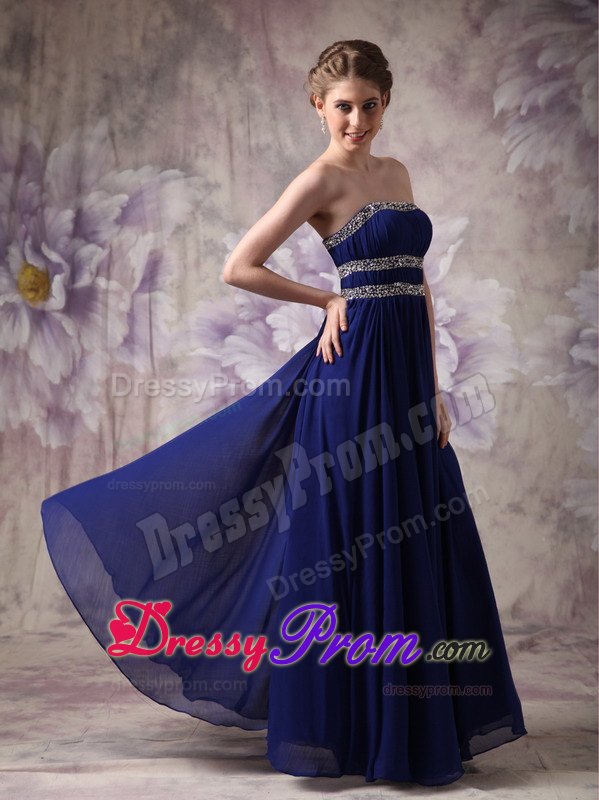 Customize Peacock Blue Prom Evening Dress Beading Accented