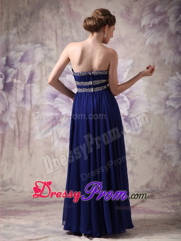 Customize Peacock Blue Prom Evening Dress Beading Accented