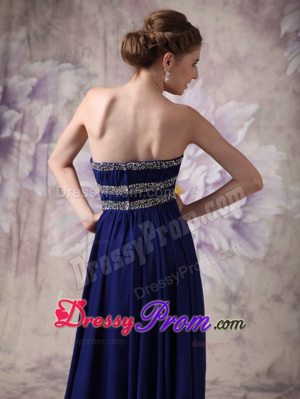 Customize Peacock Blue Prom Evening Dress Beading Accented