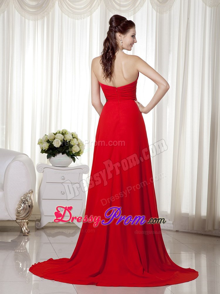 Empire Beaded Halter Red Prom Dress Floor-length in Vaughan