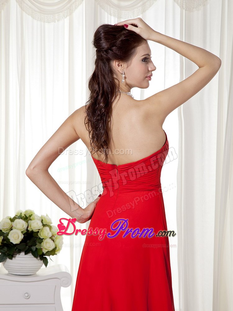 Empire Beaded Halter Red Prom Dress Floor-length in Vaughan