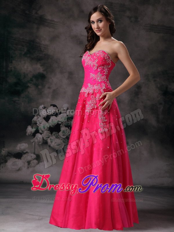 Hot Pink A-line Sweetheart Formal Prom Dress with Beading