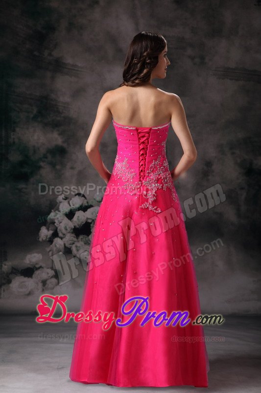 Hot Pink A-line Sweetheart Formal Prom Dress with Beading