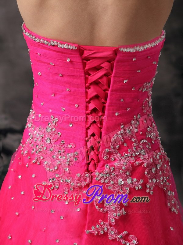 Hot Pink A-line Sweetheart Formal Prom Dress with Beading