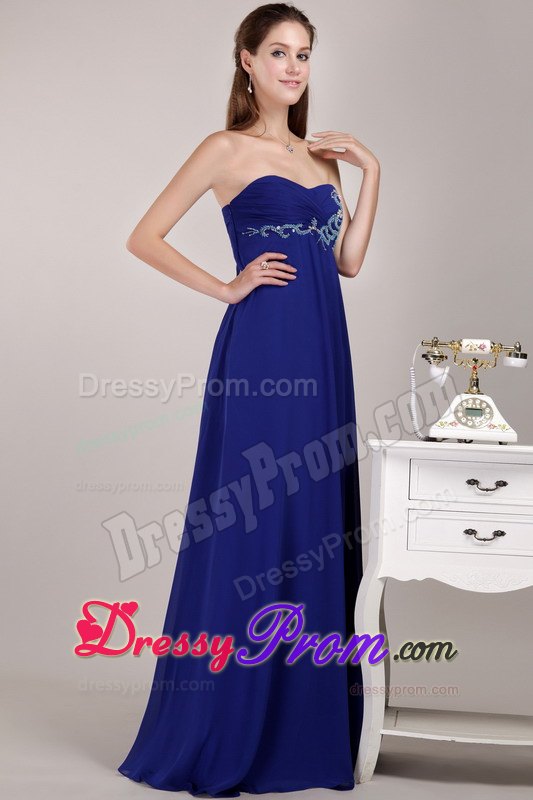 Royal Blue Empire Chiffon Beading Dress for Prom / Evening
