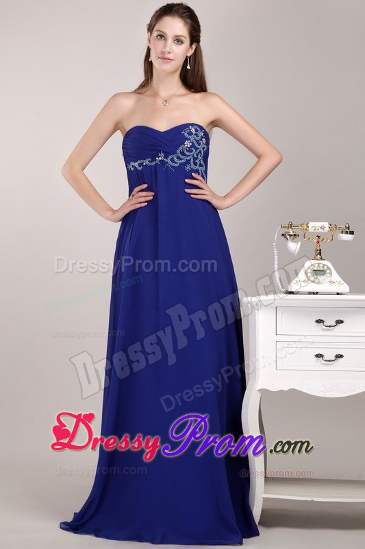 Royal Blue Empire Chiffon Beading Dress for Prom / Evening
