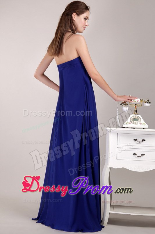 Royal Blue Empire Chiffon Beading Dress for Prom / Evening