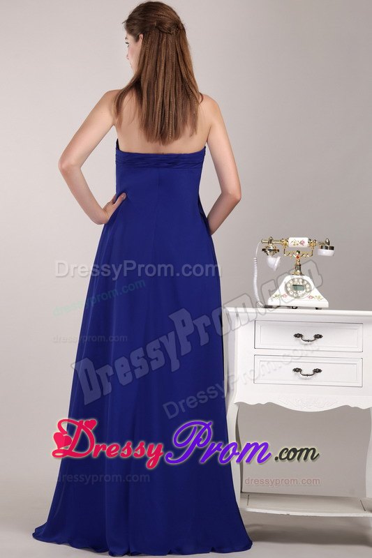 Royal Blue Empire Chiffon Beading Dress for Prom / Evening