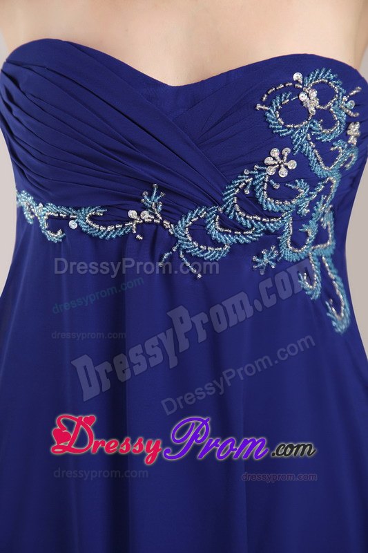 Royal Blue Empire Chiffon Beading Dress for Prom / Evening