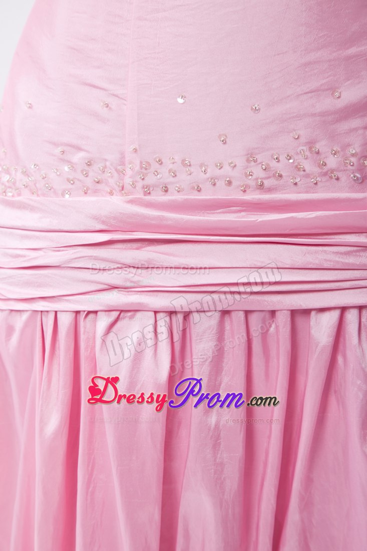 Light Pink Mermaid Sweetheart Beading Prom Dress Court Train