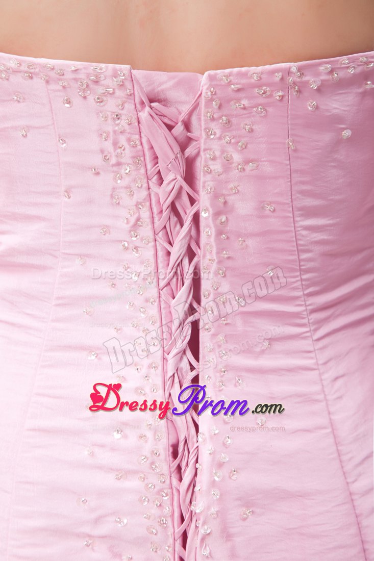 Light Pink Mermaid Sweetheart Beading Prom Dress Court Train
