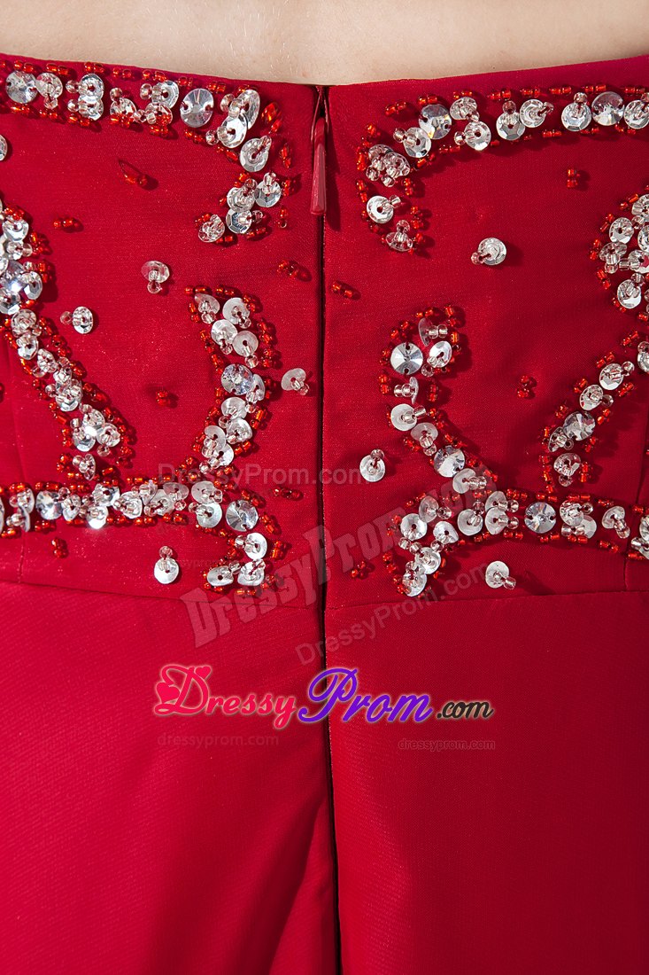 Wine Red Empire Sweetheart Beading Prom Dress with Court Train