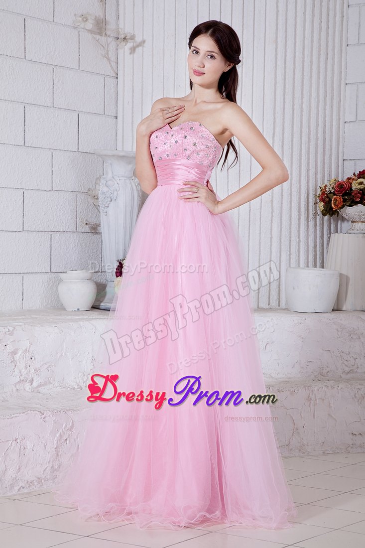 Baby Pink Princess Sweetheart Beading Prom Formal Dress Floor-length