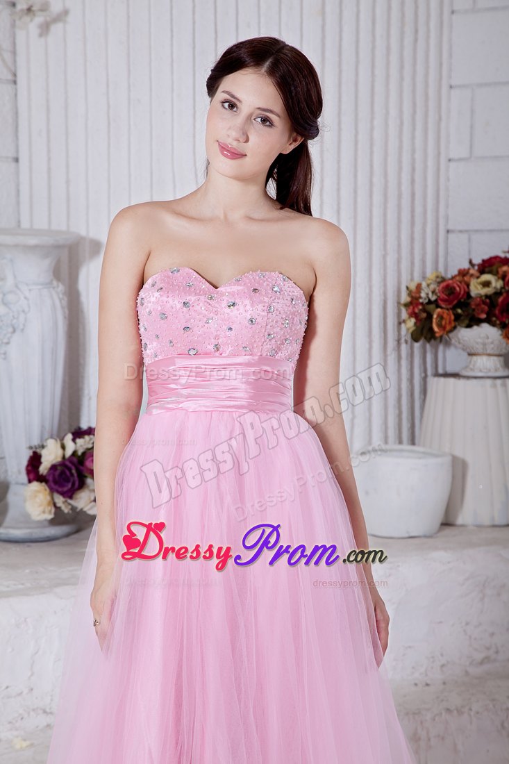 Baby Pink Princess Sweetheart Beading Prom Formal Dress Floor-length