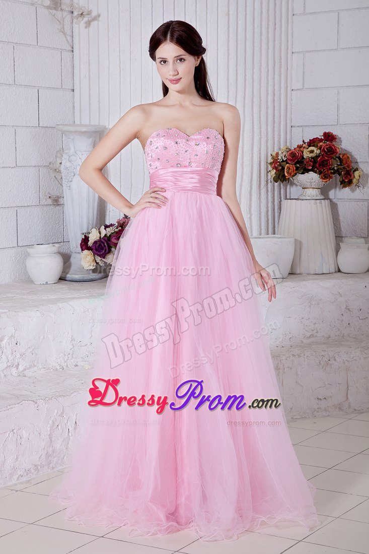 Baby Pink Princess Sweetheart Beading Prom Formal Dress Floor-length
