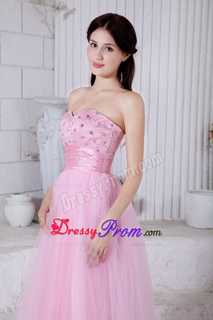 Baby Pink Princess Sweetheart Beading Prom Formal Dress Floor-length