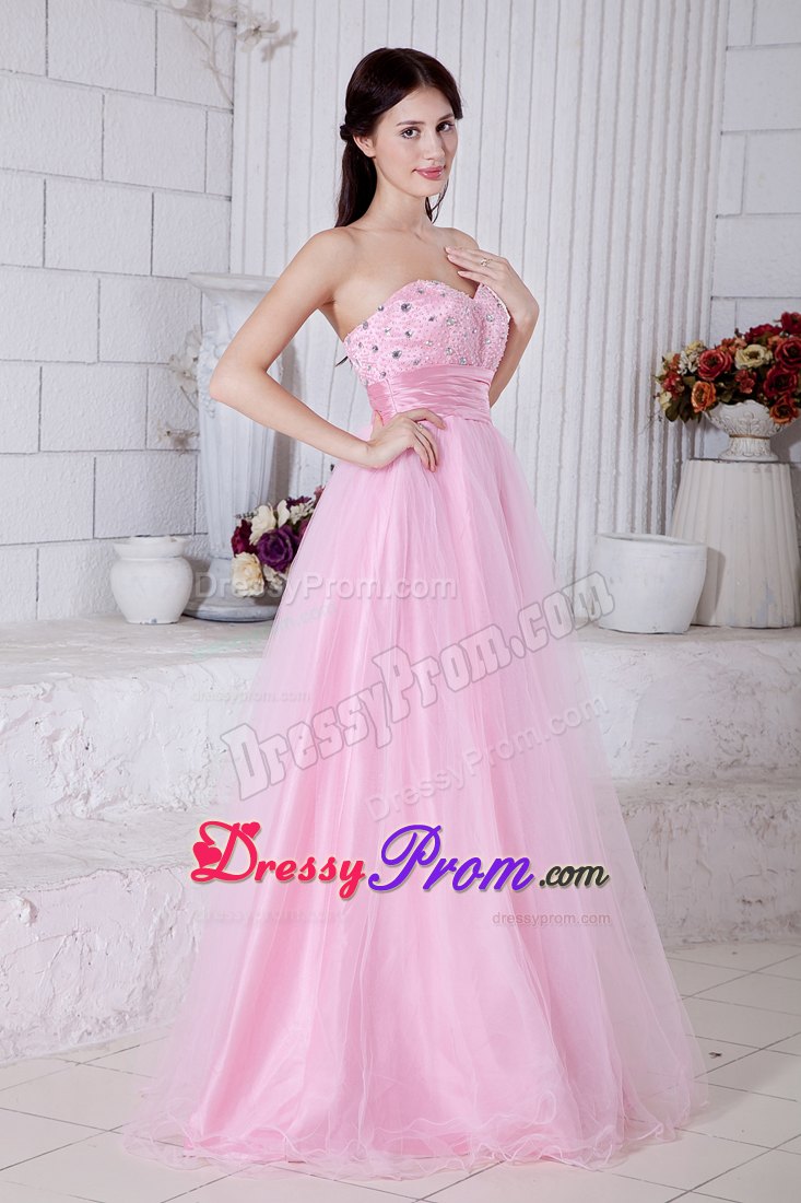Baby Pink Princess Sweetheart Beading Prom Formal Dress Floor-length