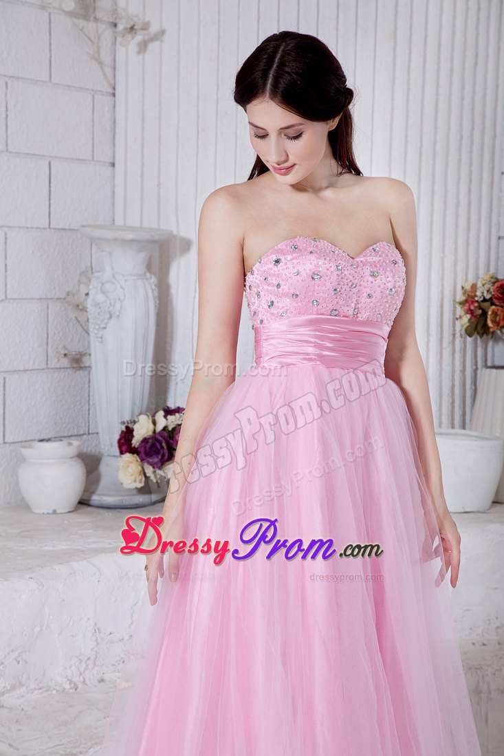 Baby Pink Princess Sweetheart Beading Prom Formal Dress Floor-length