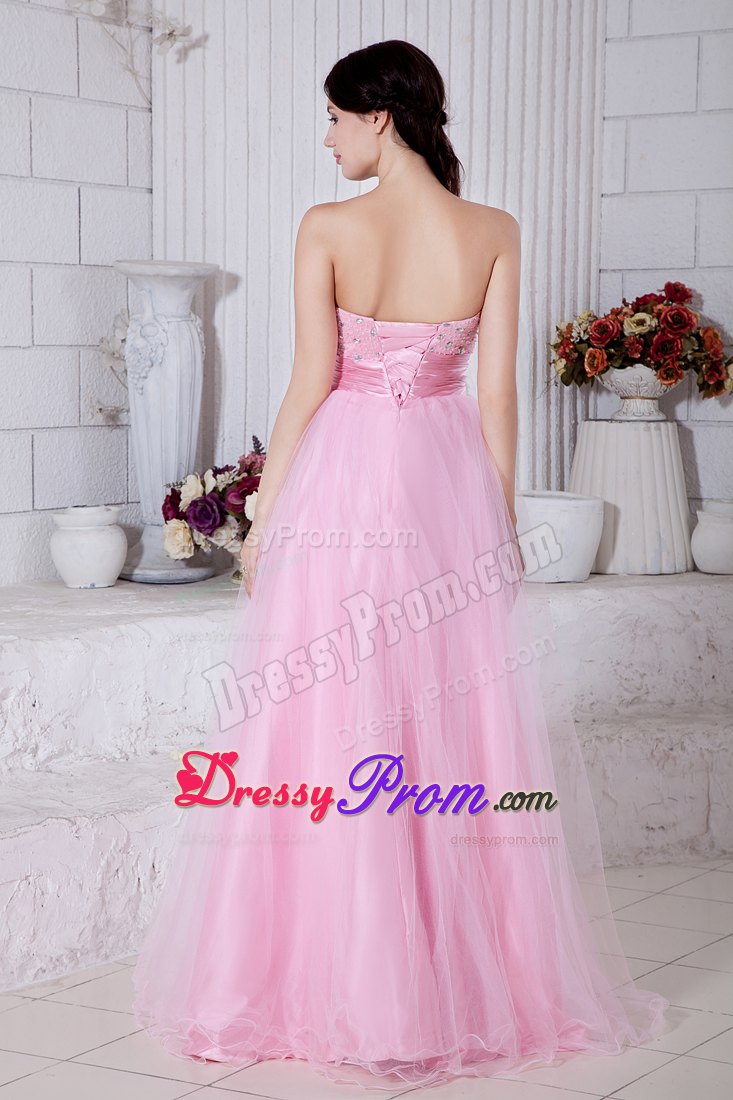 Baby Pink Princess Sweetheart Beading Prom Formal Dress Floor-length