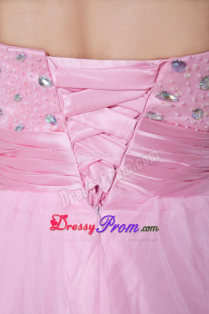 Baby Pink Princess Sweetheart Beading Prom Formal Dress Floor-length