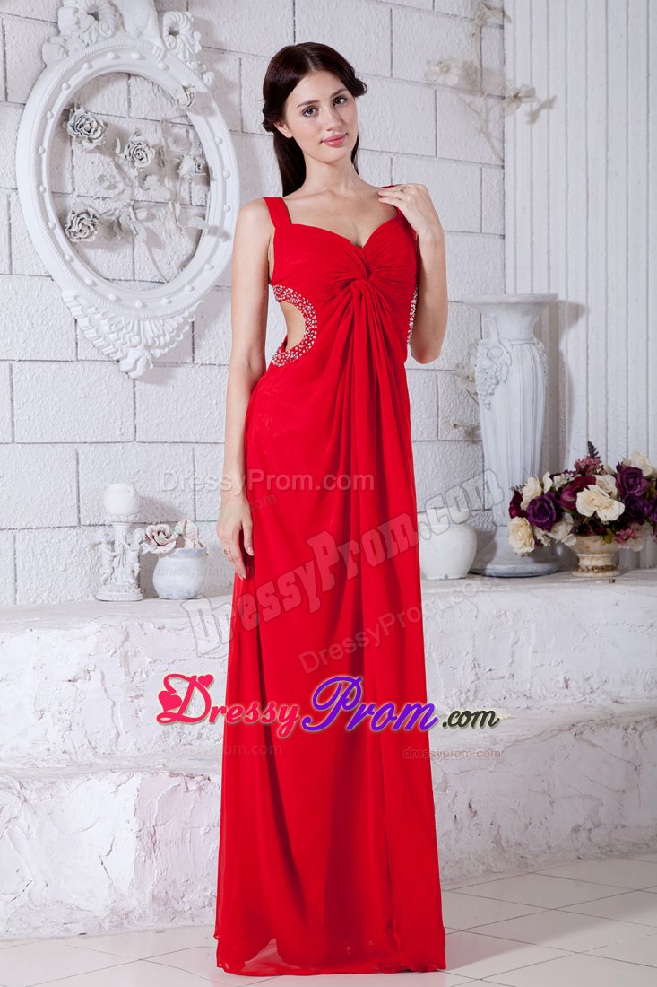 Sexy Red Beading Accent Prom / Evening Dress Backless Design