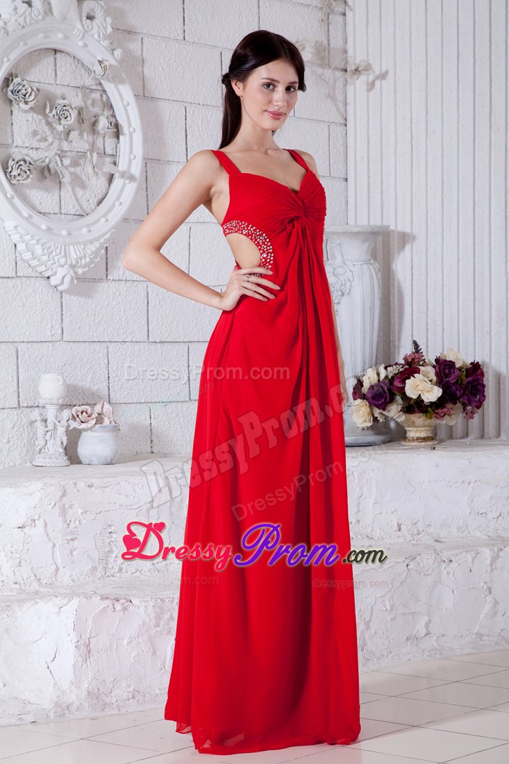 Sexy Red Beading Accent Prom / Evening Dress Backless Design