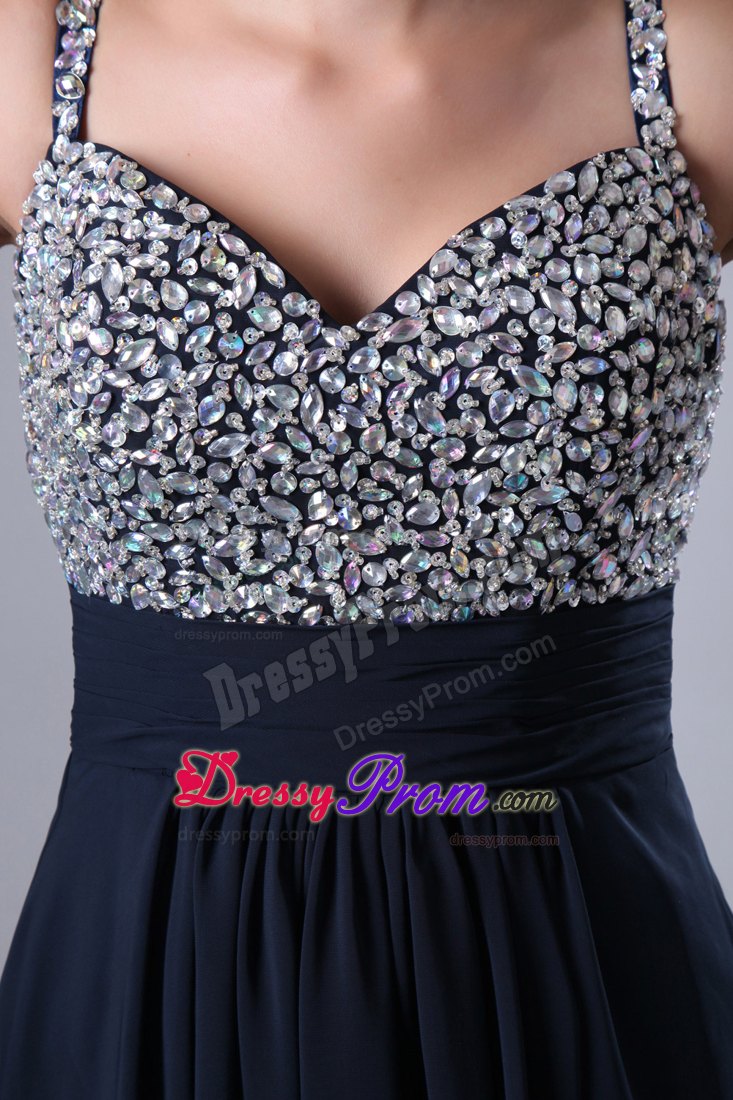 Dark Navy Blue Beading for Prom Dress with Straps