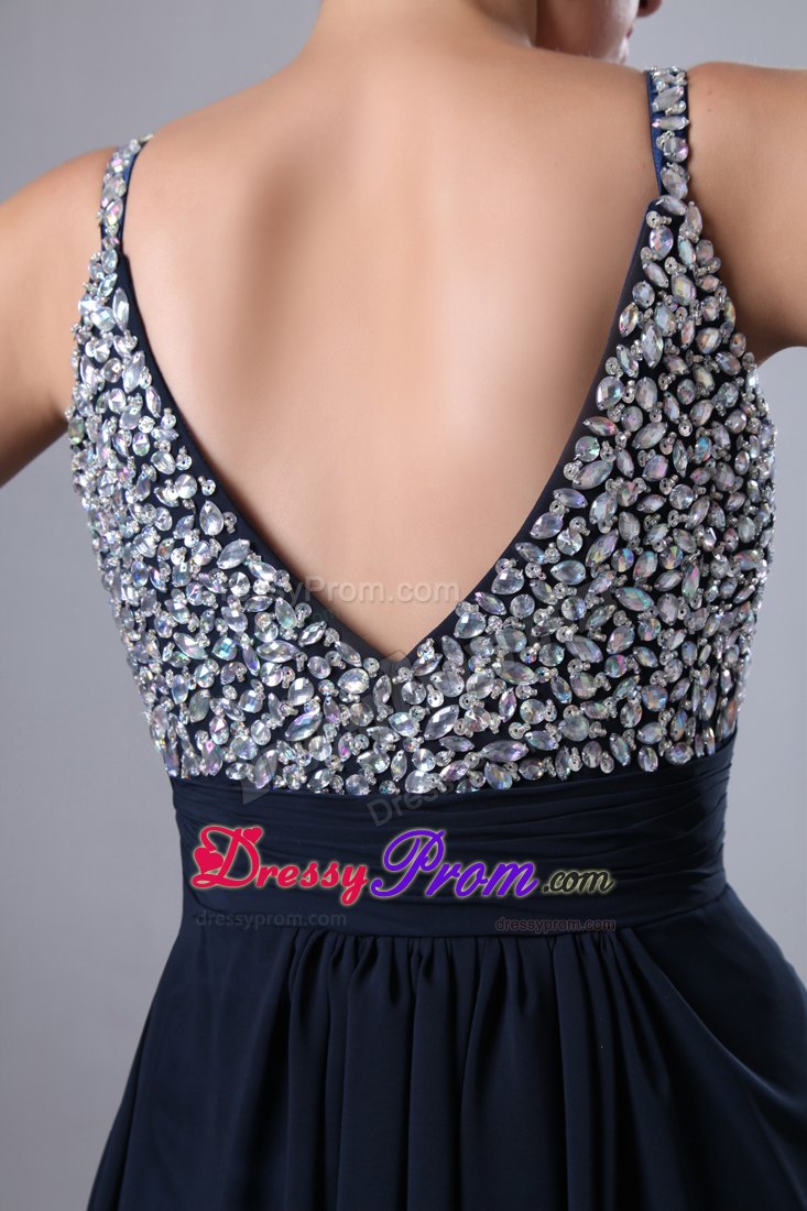 Dark Navy Blue Beading for Prom Dress with Straps