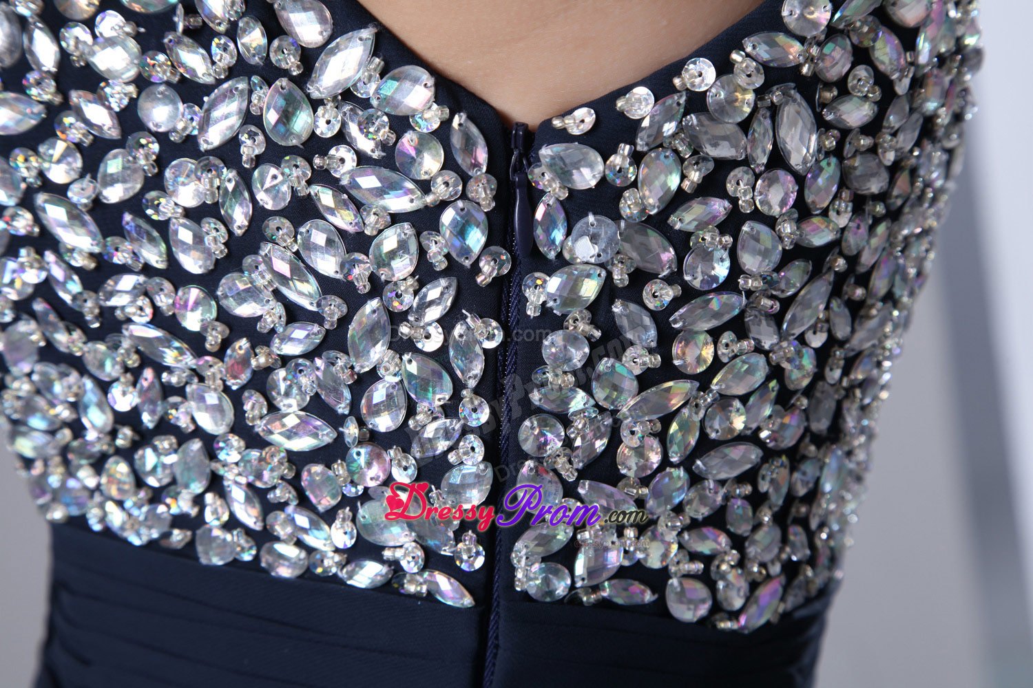 Dark Navy Blue Beading for Prom Dress with Straps