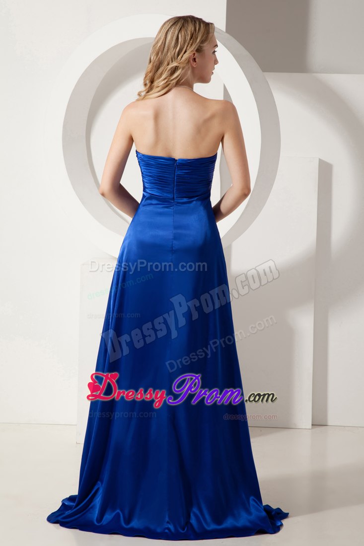Column Beading and Brush for Prom Dress in Royal Blue