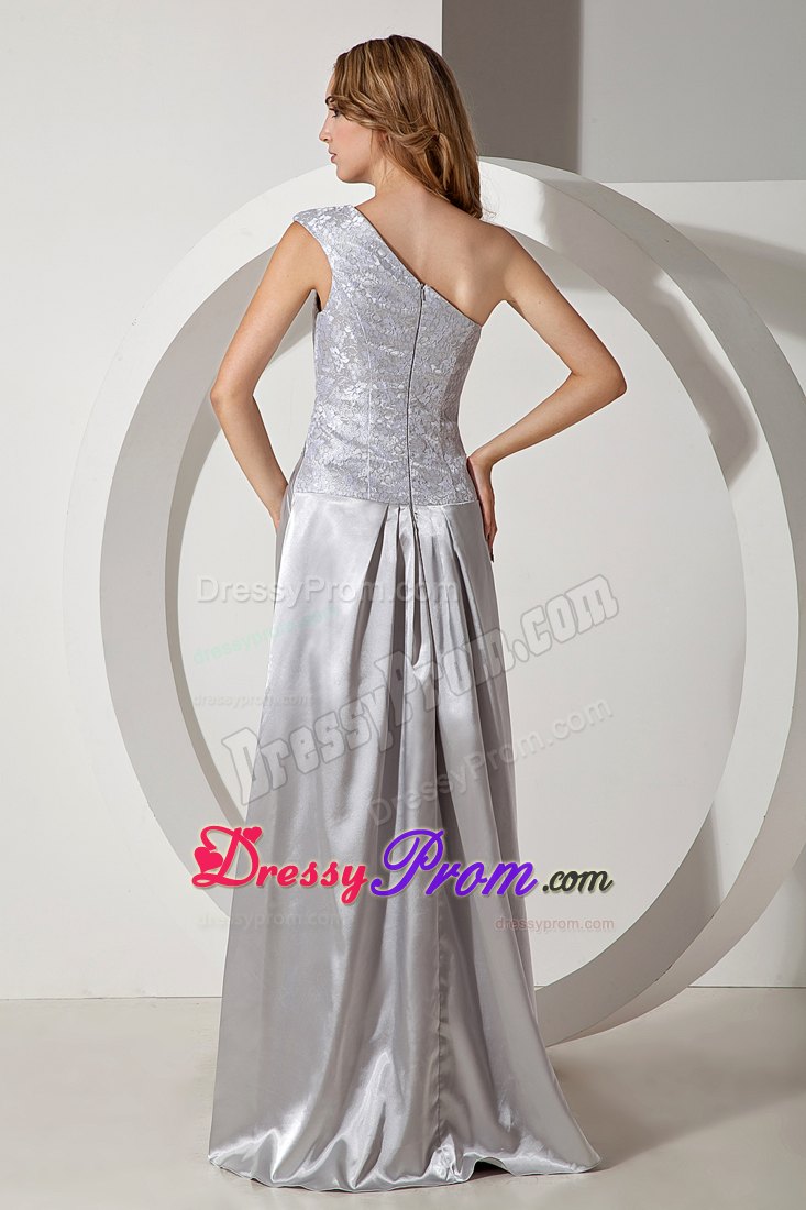 Silver Column Beading for Prom Dress One Shoulder Style