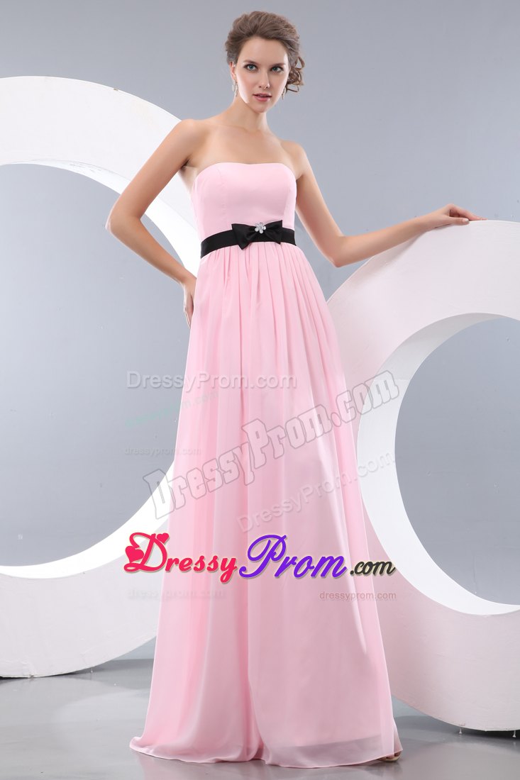 Elegant Baby Pink Empire Chiffon Prom Dress Belt Decorate