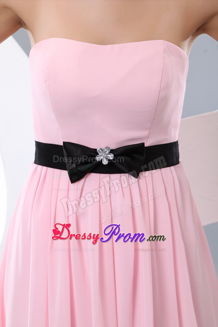 Elegant Baby Pink Empire Chiffon Prom Dress Belt Decorate