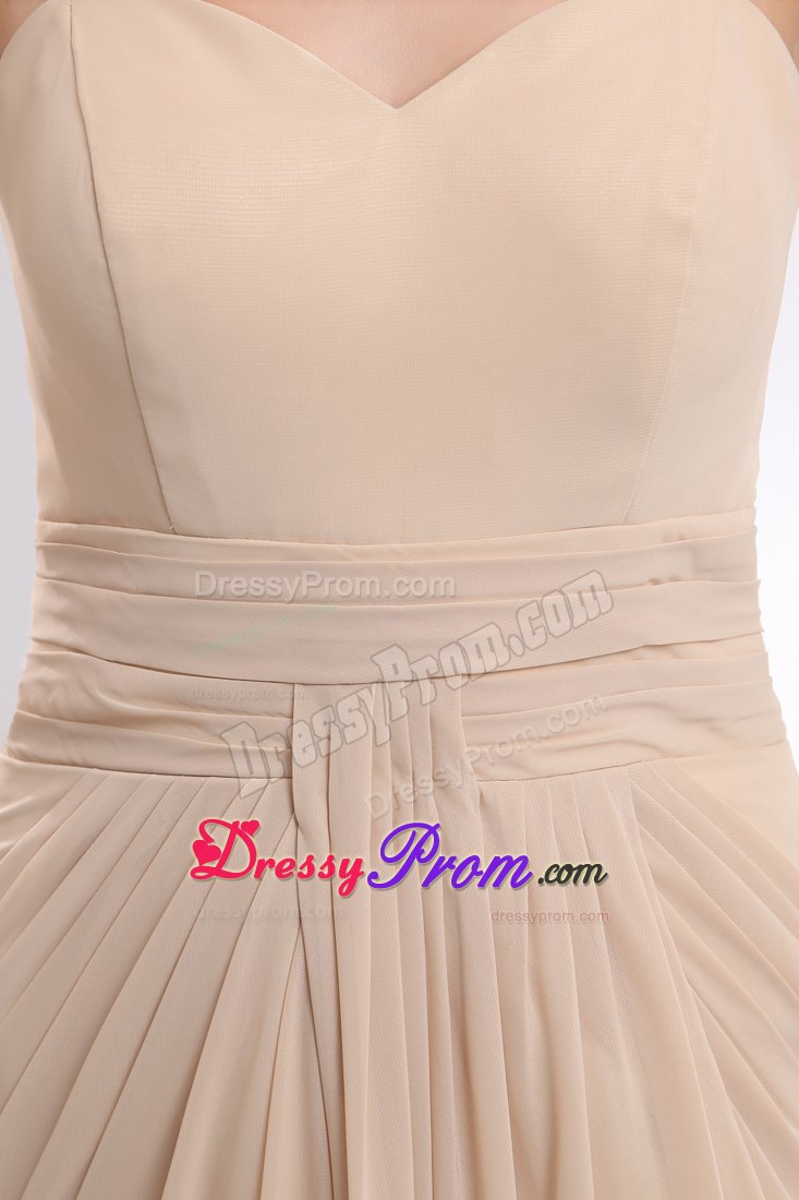 Straps Empire Prom Homecoming Dress in Champagne with Brush Train