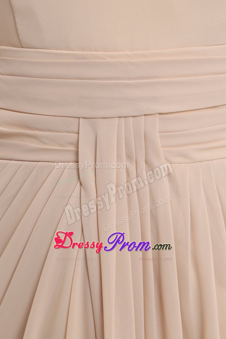 Straps Empire Prom Homecoming Dress in Champagne with Brush Train