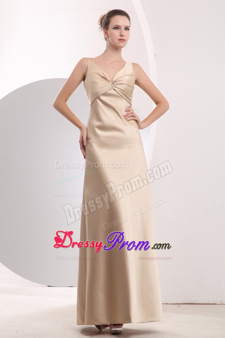 Empire Straps Champagne Homecoming Dress Floor-length