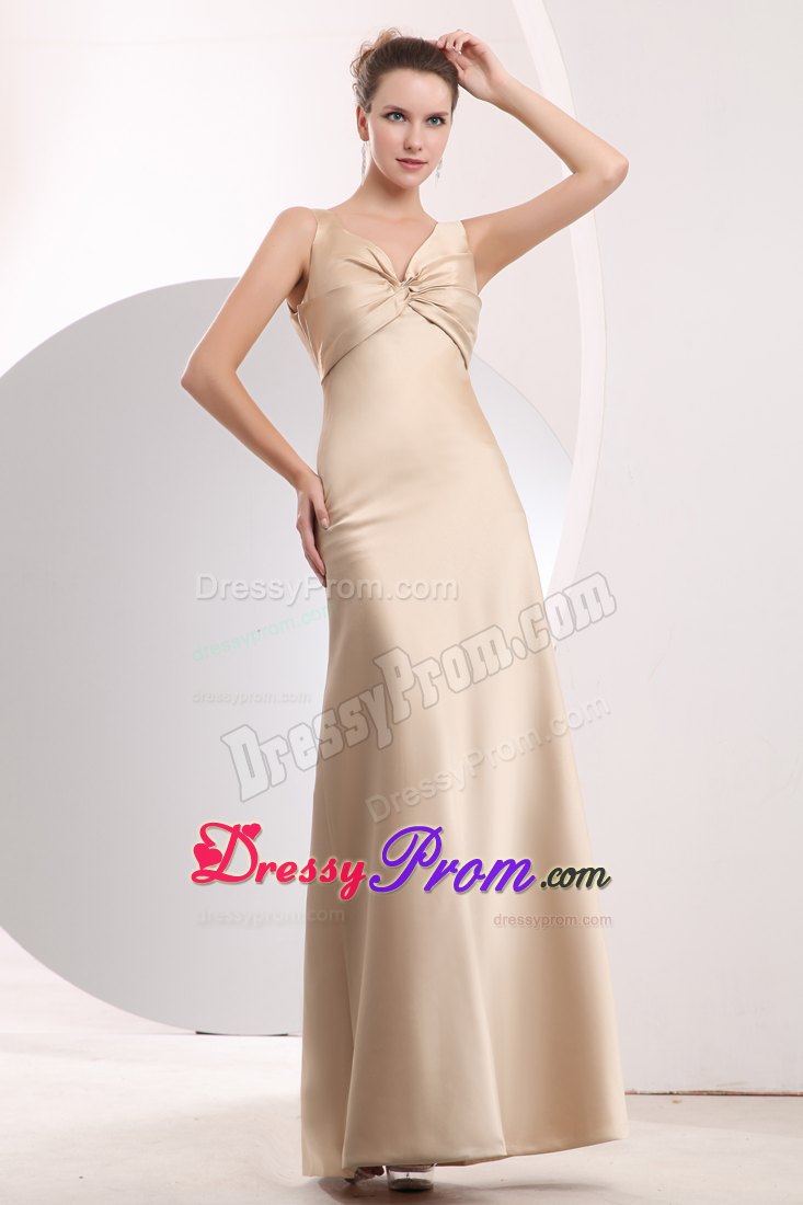 Empire Straps Champagne Homecoming Dress Floor-length