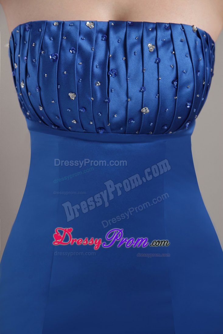 Trumpet/Mermaid Beading 2014 Prom Dress Blue Satin Style