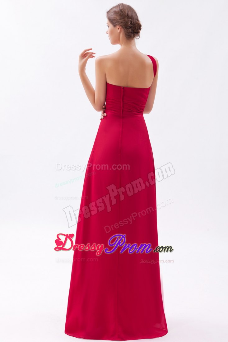 Empire One Shoulder Pleats for Prom Dress in Wine Red