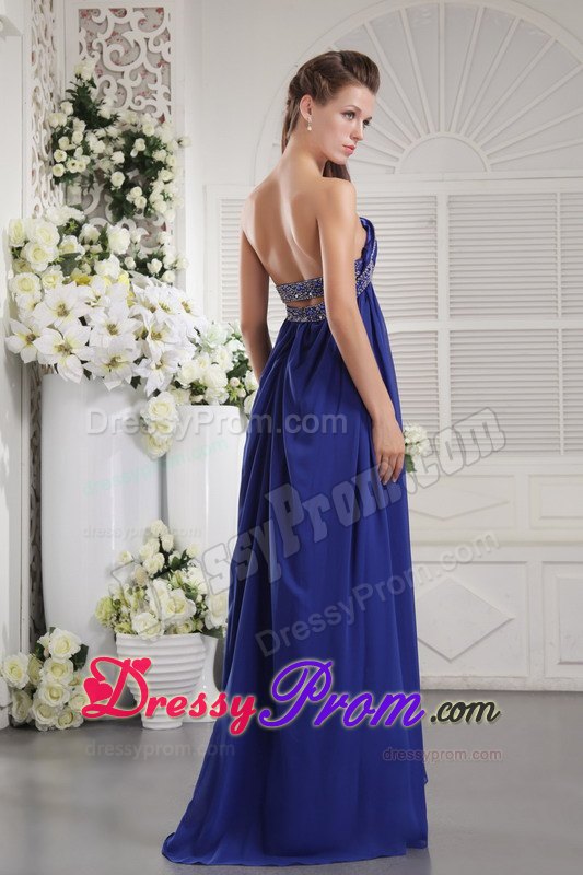 Blue Empire Strapless Beading Prom Evening Dress in Laval