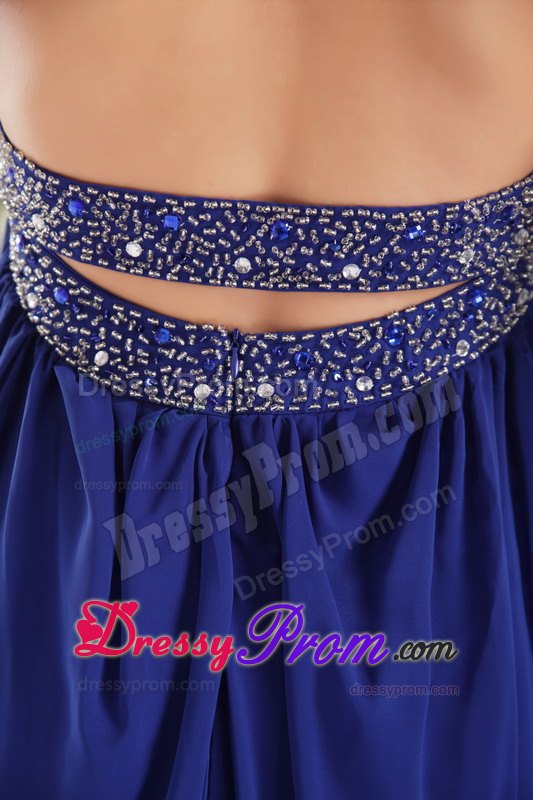 Blue Empire Strapless Beading Prom Evening Dress in Laval