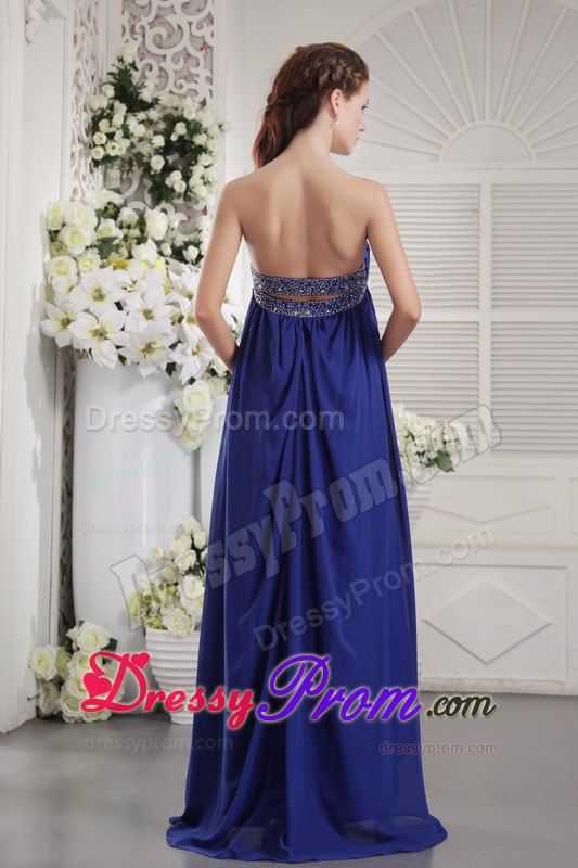 Blue Empire Strapless Beading Prom Evening Dress in Laval